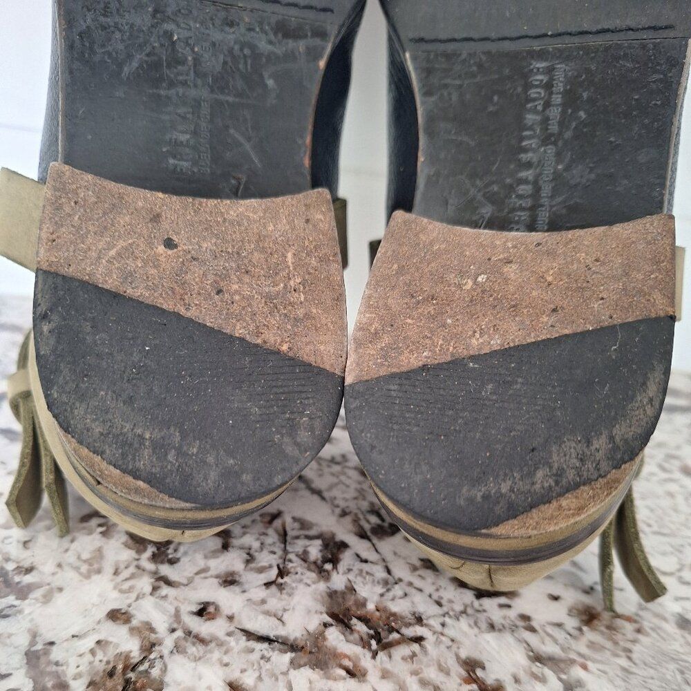 Freda Salvador Ankle Wrap Loafers boots Black Green Size 7 - Picture 10 of 12